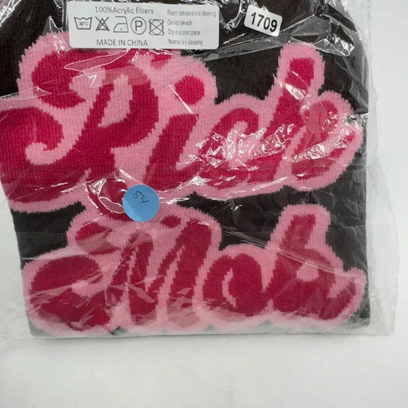 Rich Mob No Cuff Double Layer Knit Skully Beanie Hat Black Acrylic - Picture 3 of 5